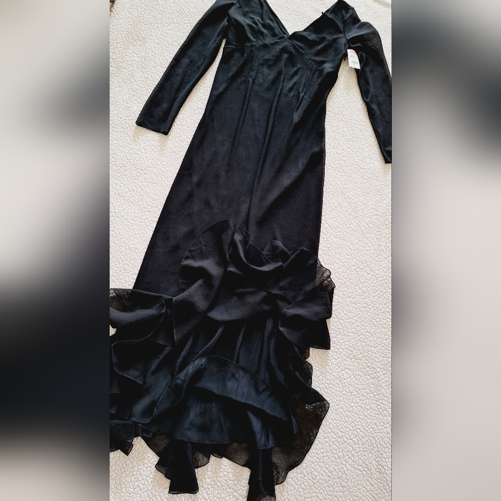 GIVENCHY Off Shoulder Maxi Dress Gown Black Sz 14 Org $5,995 - Picture 11 of 16
